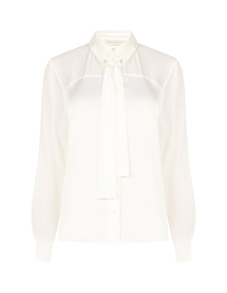 Blouse fluide en satin et georgette avec cravate Rinascimento