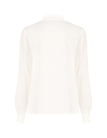 Vloeiende blouse van satijn en georgette met das Rinascimento