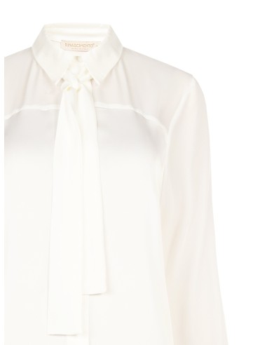 Vloeiende blouse van satijn en georgette met das Rinascimento