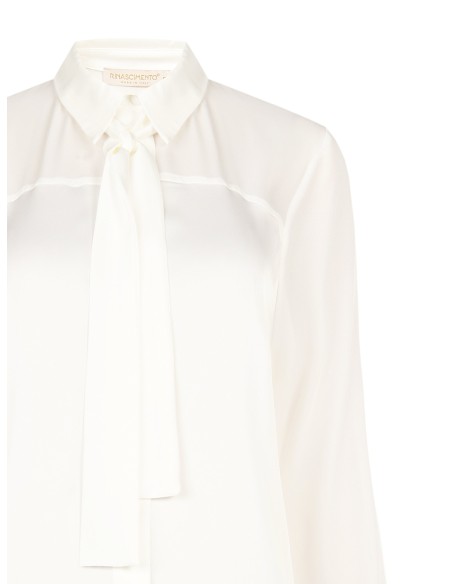 Blouse fluide en satin et georgette avec cravate Rinascimento