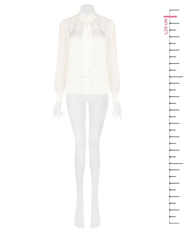 Vloeiende blouse van satijn en georgette met das Rinascimento