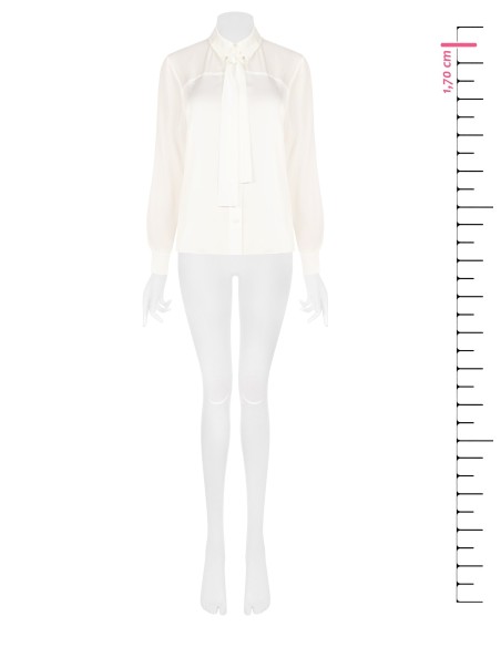 Blouse fluide en satin et georgette avec cravate Rinascimento