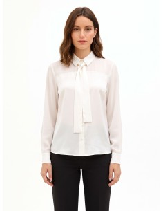 Blouse fluide en satin et georgette avec cravate Rinascimento