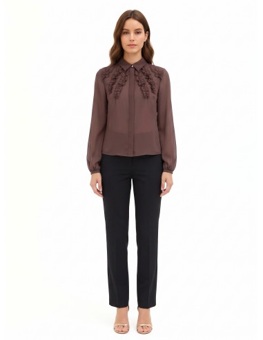 Blouse cintrée en georgette avec volants et boutons dissimulés Rinascimento