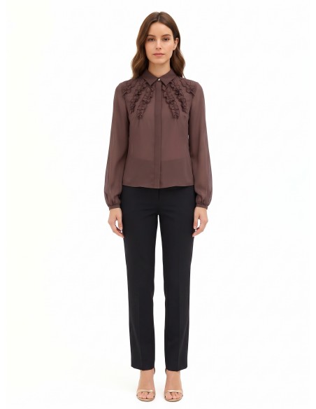 Blouse cintrée en georgette avec volants et boutons dissimulés Rinascimento