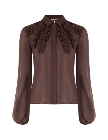 Blouse cintrée en georgette avec volants et boutons dissimulés Rinascimento