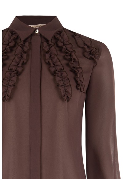 Blouse cintrée en georgette avec volants et boutons dissimulés Rinascimento