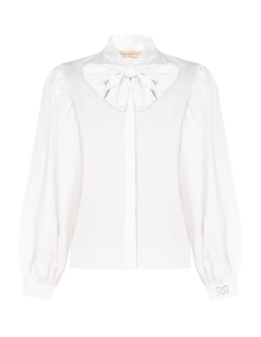 Katoenen blouse met maxi-strik en verborgen knopen Rinascimento