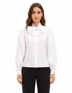 Katoenen blouse met maxi-strik en verborgen knopen Rinascimento