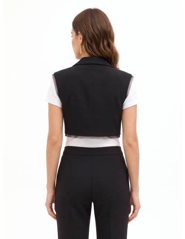 Gilet oversize court en crêpe scuba avec bords en tulle Rinascimento