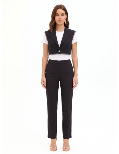 Gilet oversize court en crêpe scuba avec bords en tulle Rinascimento