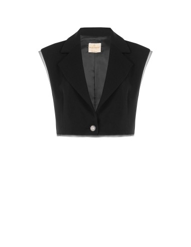 Gilet oversize court en crêpe scuba avec bords en tulle Rinascimento