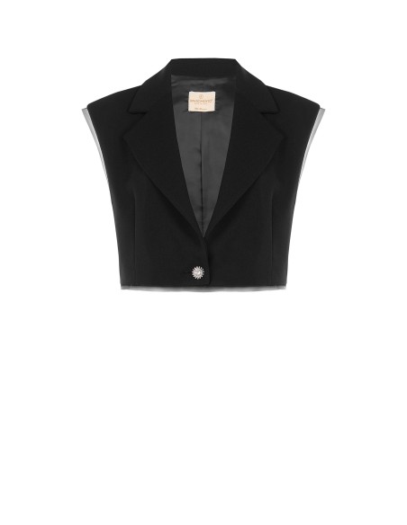 Gilet oversize court en crêpe scuba avec bords en tulle Rinascimento