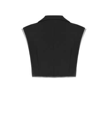 Gilet oversize court en crêpe scuba avec bords en tulle Rinascimento