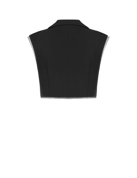 Gilet oversize court en crêpe scuba avec bords en tulle Rinascimento
