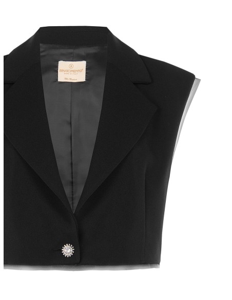 Gilet oversize court en crêpe scuba avec bords en tulle Rinascimento