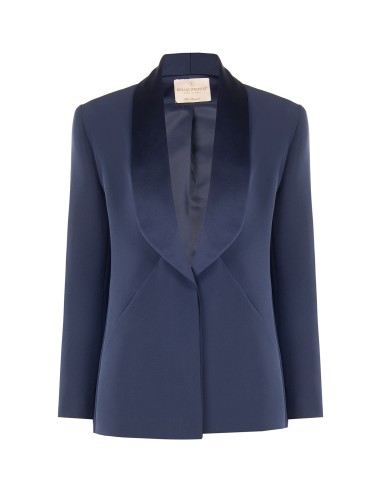 Veste blazer en tissu technique avec col châle en satin Rinascimento