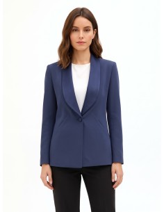 Veste blazer en tissu technique avec col châle en satin Rinascimento