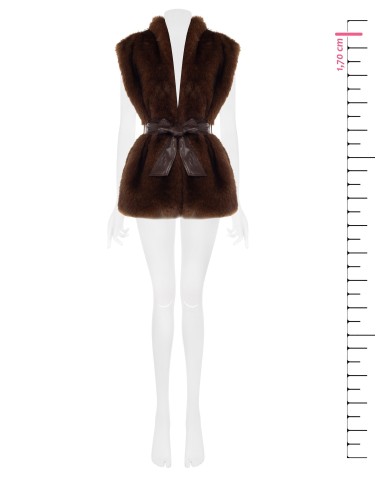 Gilet long ouvert en fausse fourrure avec ceinture assortie en similicuir Rinascimento