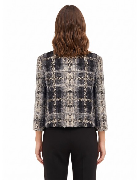 Veste courte en tweed bouclé avec lurex et épaulettes Rinascimento