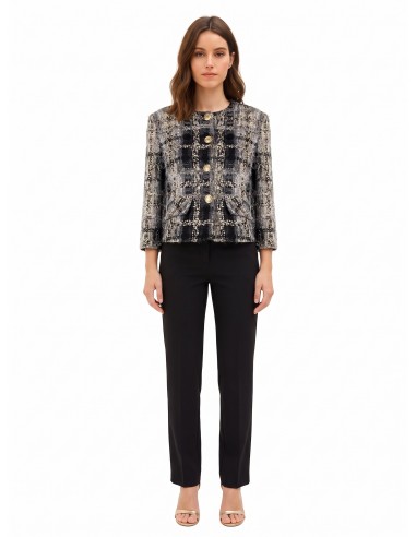 Veste courte en tweed bouclé avec lurex et épaulettes Rinascimento