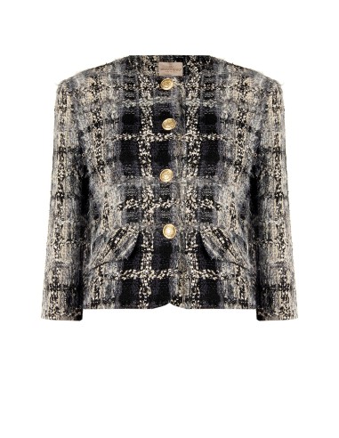 Veste courte en tweed bouclé avec lurex et épaulettes Rinascimento