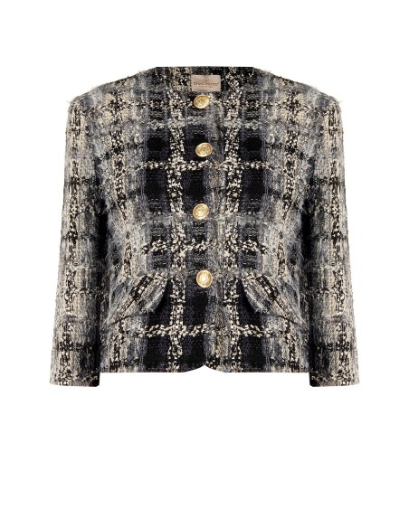 Veste courte en tweed bouclé avec lurex et épaulettes Rinascimento