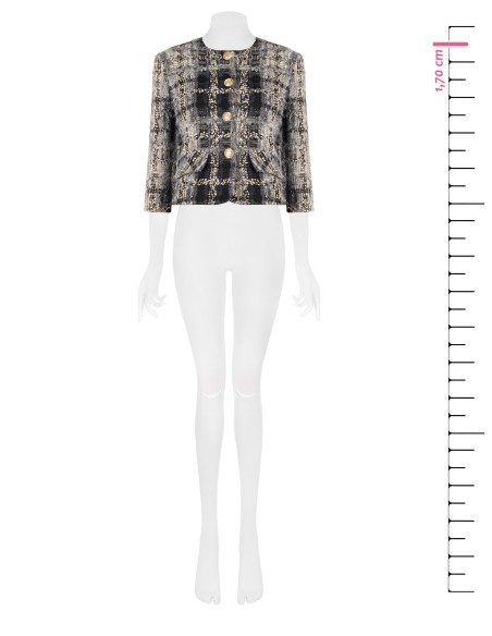 Veste courte en tweed bouclé avec lurex et épaulettes Rinascimento