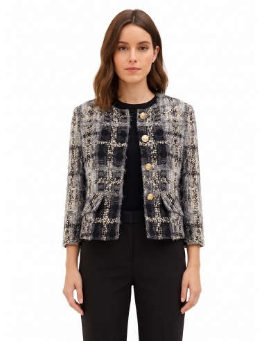 Veste courte en tweed bouclé avec lurex et épaulettes Rinascimento