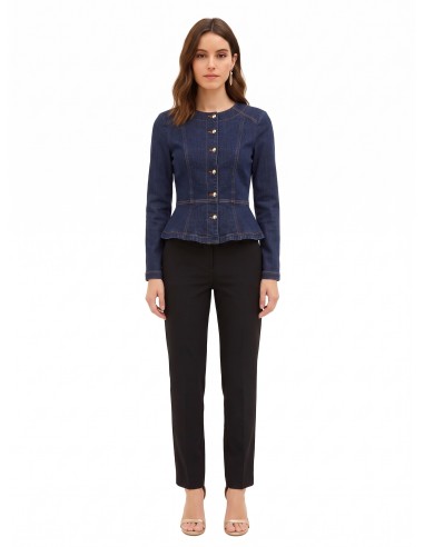 Veste péplum en denim extensible, délavage zéro Rinascimento
