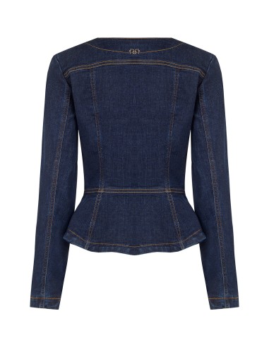 Veste péplum en denim extensible, délavage zéro Rinascimento