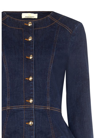 Peplumjasje van stretchdenim, zero-wash, Rinascimento