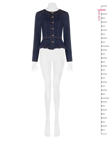 Veste péplum en denim extensible, délavage zéro Rinascimento
