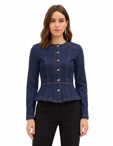 Peplumjasje van stretchdenim, zero-wash, Rinascimento
