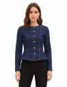 Veste péplum en denim extensible, délavage zéro Rinascimento