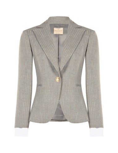 Veste blazer à rayures brodées avec poignet de chemisier Rinascimento