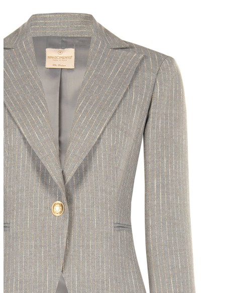 Veste blazer à rayures brodées avec poignet de chemisier Rinascimento
