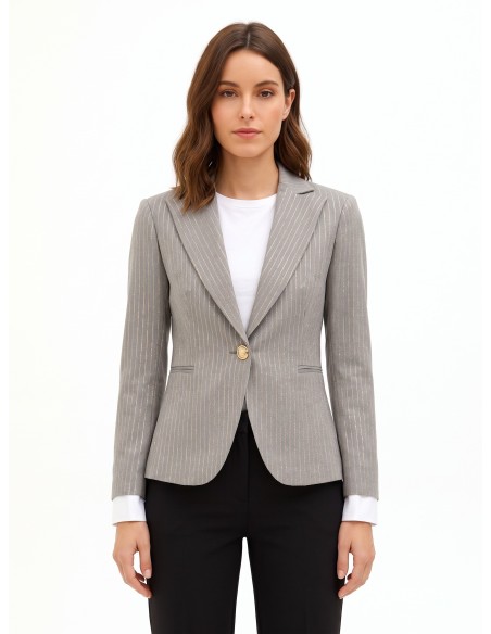 Veste blazer à rayures brodées avec poignet de chemisier Rinascimento