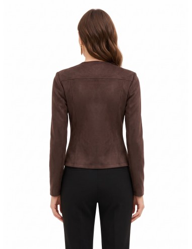 Veste courte cintrée en tissu imitation daim avec encolure en V et épaulettes Rinascimento