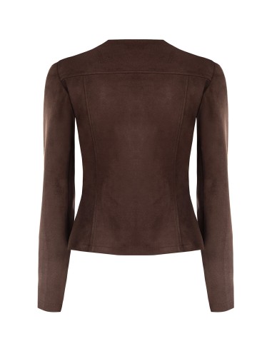 Veste courte cintrée en tissu imitation daim avec encolure en V et épaulettes Rinascimento