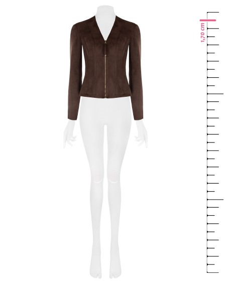 Veste courte cintrée en tissu imitation daim avec encolure en V et épaulettes Rinascimento