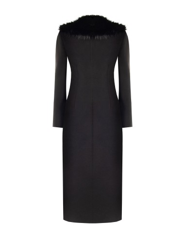 Manteau extra-long en drap avec col en fausse fourrure amovible Rinascimento