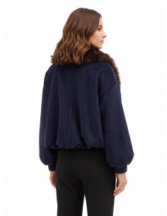 Manteau court bouffant en drap de laine avec col en fausse fourrure amovible Rinascimento 2