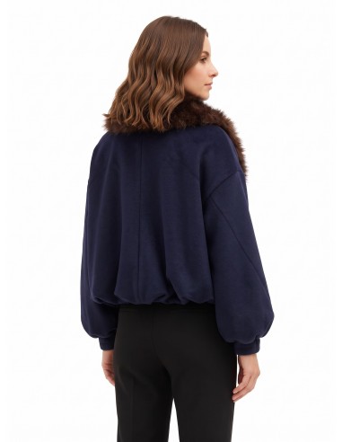 Manteau court bouffant en drap de laine avec col en fausse fourrure amovible Rinascimento