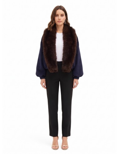 Manteau court bouffant en drap de laine avec col en fausse fourrure amovible Rinascimento