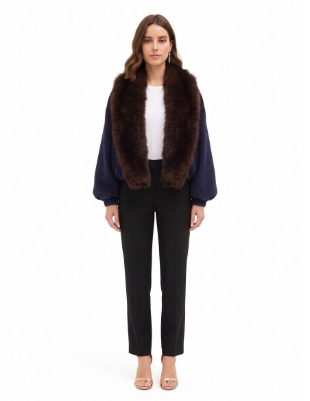 Manteau court bouffant en drap de laine avec col en fausse fourrure amovible Rinascimento