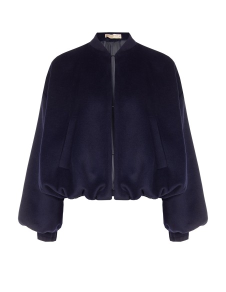 Manteau court bouffant en drap de laine avec col en fausse fourrure amovible Rinascimento
