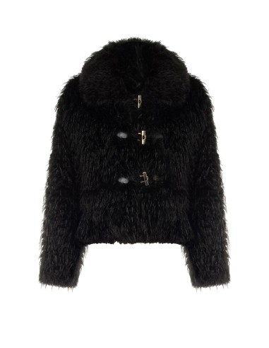Manteau court en fausse fourrure avec fermeture à crochets et poches Rinascimento