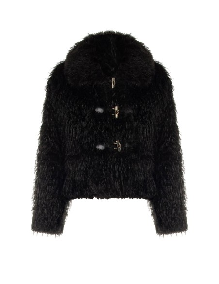 Manteau court en fausse fourrure avec fermeture à crochets et poches Rinascimento