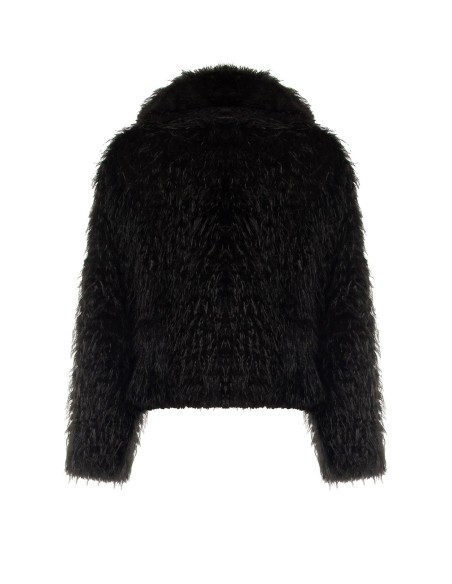 Manteau court en fausse fourrure avec fermeture à crochets et poches Rinascimento
